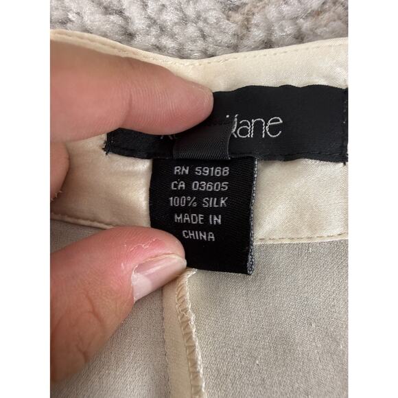 Karen Kane Plus Size 1X Ombre Silk V Neck Casual Top Navy Ivory Long Sleeve - Picture 5 of 7